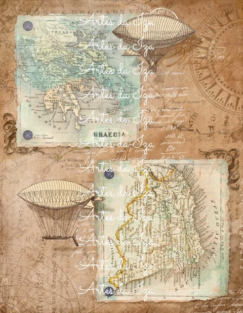 Papel para Scrap A4 - Viagem ao Horizonte - Folha 08