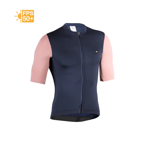 Jersey Pave Sleeves Marino Manga Rosa