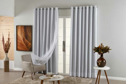 Cortina Para Sala E Quarto Blackout Corta Luz 100% E Voil 5,00 Metros