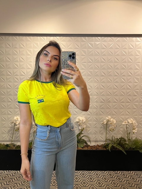 T-Shirt Brasil com Estampa Animal