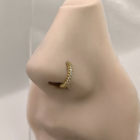 Argola de nariz em Ouro e Zircônia