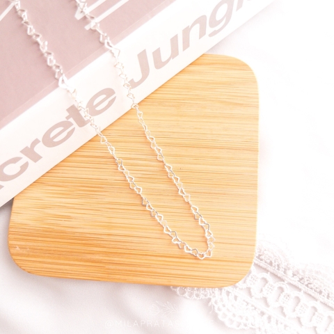 Choker Elo Corações Vazado 45cm