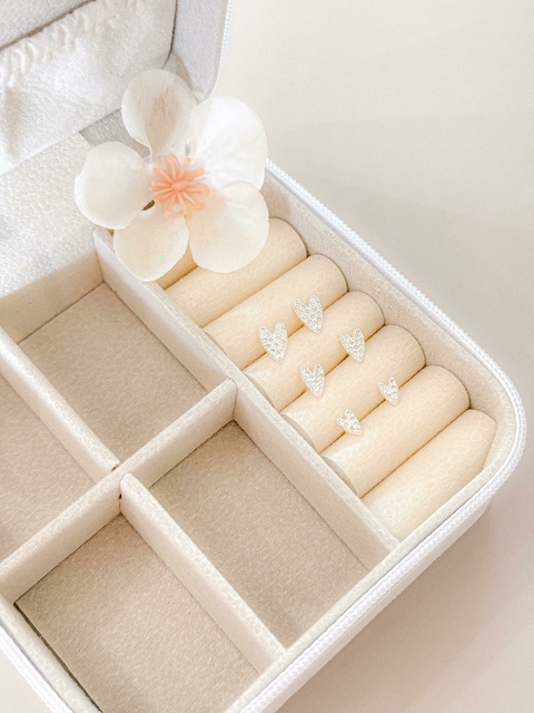 Trio de Prata Coração Cravejado