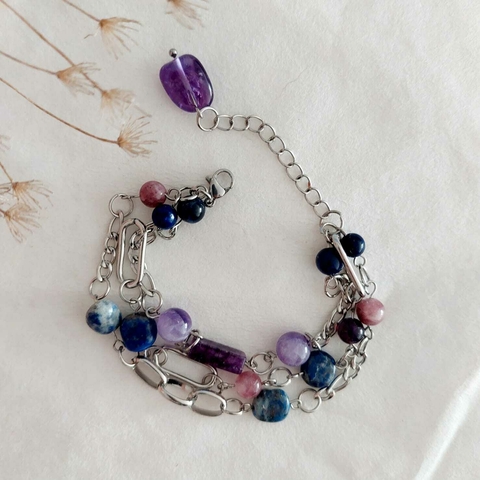 Pulseira Espiritualidade Tripla - Pedras Naturais - comprar online