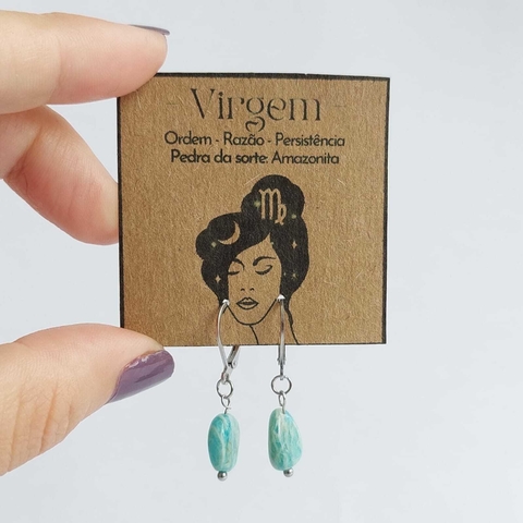 Brincos de Pedra Signo Virgem - Amazonita