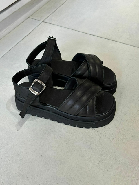 SANDALIA VERONA TAP CUERO NEGRO