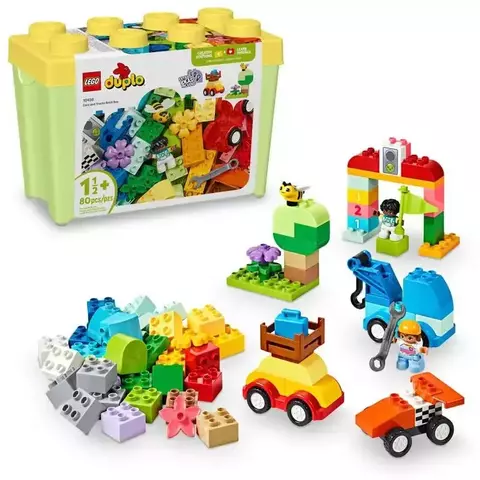 Caixa de Peças de Carros e Caminhões (Lego Duplo)
