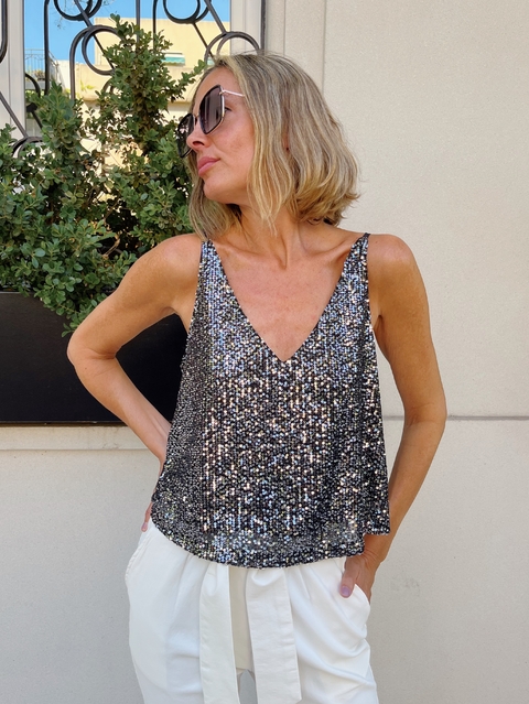 Musculosa Juana Paillete Negra