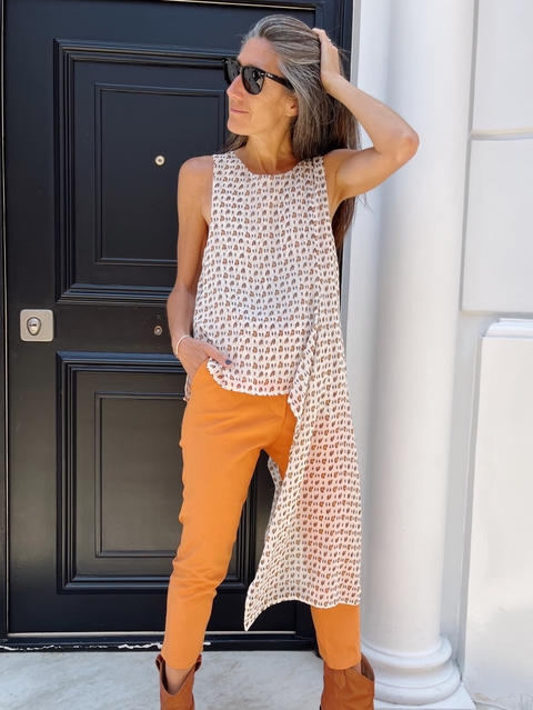 Blusa Barcelona Naranja Escote Redondo