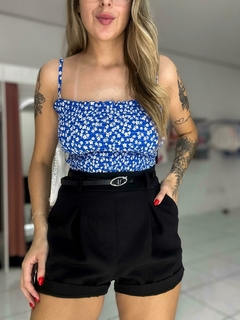 Blusinha cropped elastex - azul bic florido - comprar online