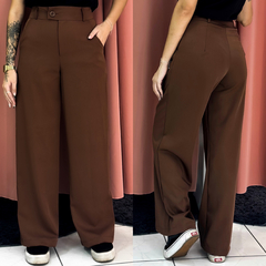Calça Fency marrom pantalona - alfaiataria - Amanda Closet Store
