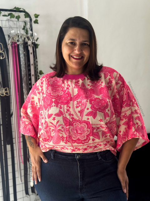 Cropped over estampado rosa - PLUS