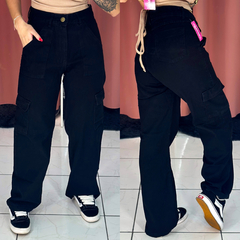 Calça wide leg cargo PRETA na internet