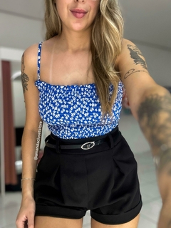 Blusinha cropped elastex - azul bic florido na internet