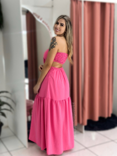 Vestido longo Maragogi Rosa Liso - loja online