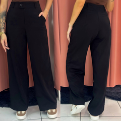 Calça Fency preta pantalona - alfaiataria - Amanda Closet Store