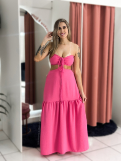 Vestido longo Maragogi Rosa Liso