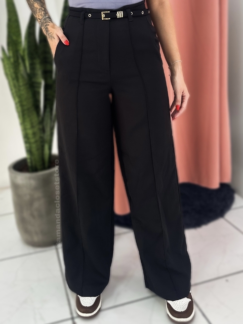 Calça pantalona Bia preta - alfaiataria - comprar online