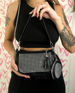 Bolsa strass com chaveiros - Amanda Closet Store