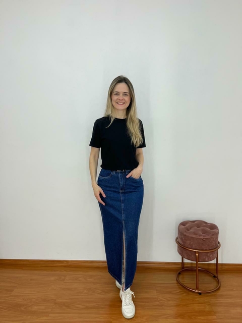 Saia Íris - Jeans escuro