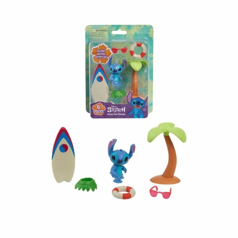 Boneco Stitch c/ Acessórios Surf Hang Ten Playset
