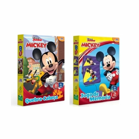 Kit Jogo da Memória + Quebra-cabeça Mickey - Toyster