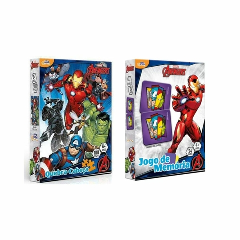 Kit Jogo da Memória + Quebra-cabeça Vingadores - Toyster