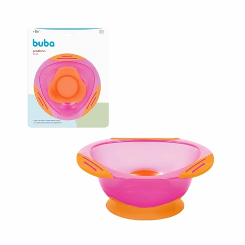Pratinho Bowl Infantil Buba com ventosa de fixação Rosa
