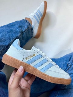 Tênis Casual Adidas Spezial Handball em Couro - Azul Claro e Azul na internet