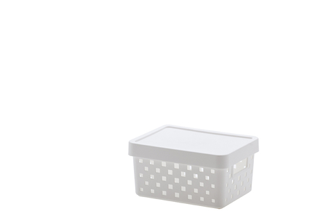 Cesto Organizador Quadratta com Tampa Branco 19x14x10 cm