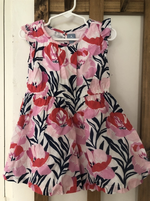 Vestido flores rojas. GAP. 3 años.