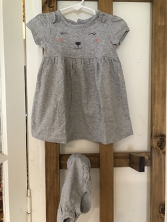6/9M | Vestido gris de algodon con carita y short. CARTERS. 6/9 meses. en internet
