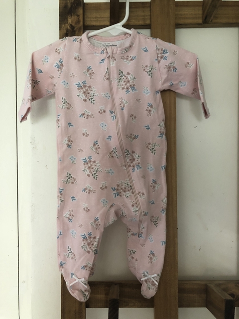 3M | Pijama entero rosa con flores de algodón. MIMO. 3 meses.