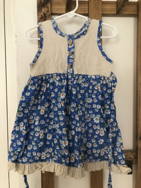 2A | Vestido beige con margaritas. 2 años.