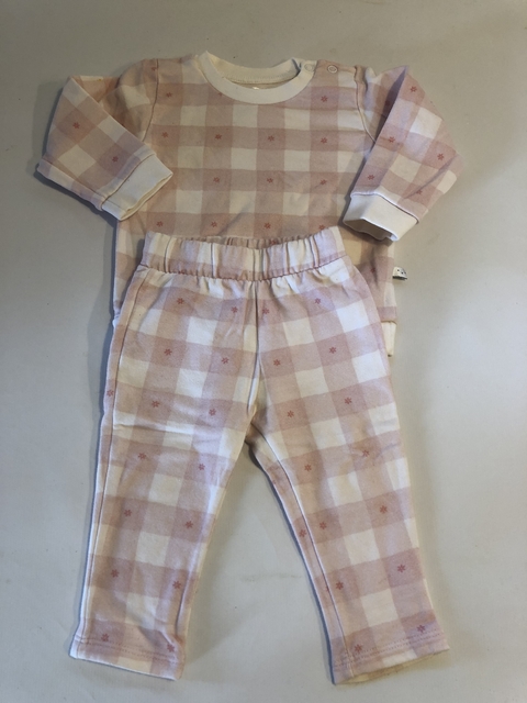 Conjunto de pantalón y buzo a cuadros rosa. CHEEKY. 6 meses.
