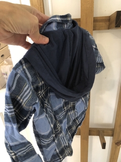 Camisa a cuadros celeste franela con capucha. MIMO. 2 años. - comprar online
