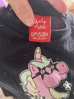Vestido ML negro con unicornio de algodón. GRISINO. 3/4 años. - comprar online