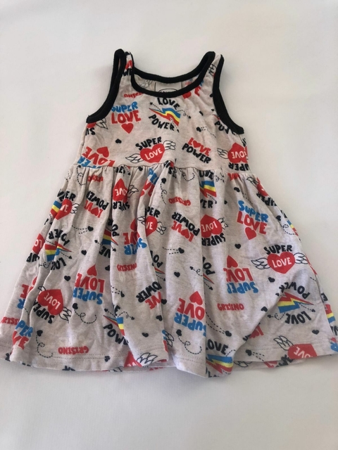 12/18M | Outlet. Vestido Grisino con corazones 12/18 meses.