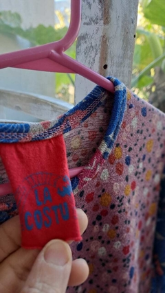 4A | OUTLET - Vestido lanilla ML estampado en lila y azul. LA COSTU. Talle 4 años en internet