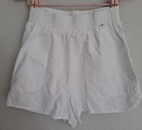 Short blanco c elástico y bolsillos, tipo tussor - Talle XS.