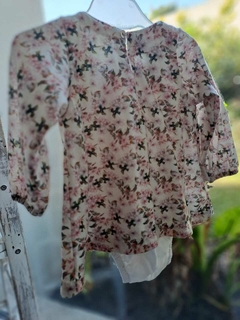3M | Vestido ML de flores rosa viejo c body blanco - ANAVANA - Talle 3 meses en internet