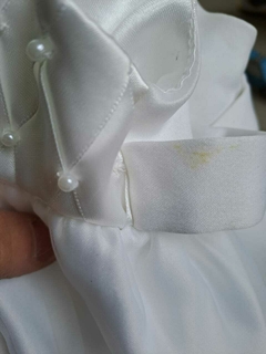 0/3M | Vestido SM blanco forrado en tul en capas, aplique de perlas - AMERICAN PRINCESS - 0 a 3 meses.