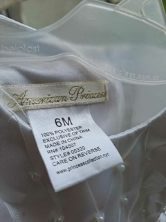 0/3M | Vestido SM blanco forrado en tul en capas, aplique de perlas - AMERICAN PRINCESS - 0 a 3 meses. - tienda online