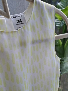 24M | Vestido fiesta SM forrado blanco con palitos amarillos, cierre atrás. Gasa- CARTERS - Talle 24 meses en internet