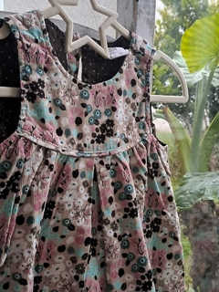 6/9M | Vestido de corderoy SM c florcitas en rosa, turquesa y azul - H&M - Talle 6 a 9 meses - comprar online