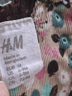 6/9M | Vestido de corderoy SM c florcitas en rosa, turquesa y azul - H&M - Talle 6 a 9 meses en internet
