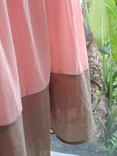 Vestido SM asa tricolor rosa, verde agua y marrón, forrado - Talle S/M en internet