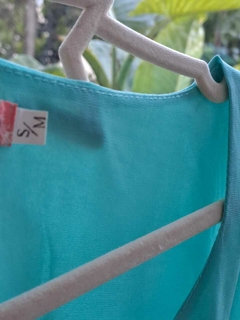 Vestido SM asa tricolor rosa, verde agua y marrón, forrado - Talle S/M - Lo Canto • Moda Circular