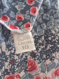 10A | Vestido SM suelto, de flores en azul y rojo, cierre lateral. - CROXI - Talle 10 años - comprar online