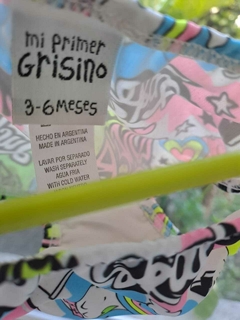 3/6M | Bombacha de baño c tiras, graffiti verde rosa y celeste - GRISINO - Talle 3-6 meses - comprar online